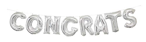 Buchstabenluftballon-Banner-Set - "Congrats" - Silber von Unique