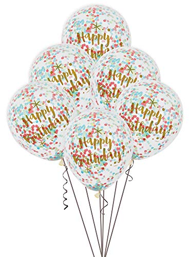 Geburtstags-Konfetti-Luftballons - 30 cm - Gold-Glitzernd - 6er-Pack von Unique