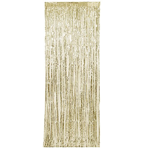 Goldener Fransenvorhang aus Folie - 91 cm x 244 cm von Unique Party