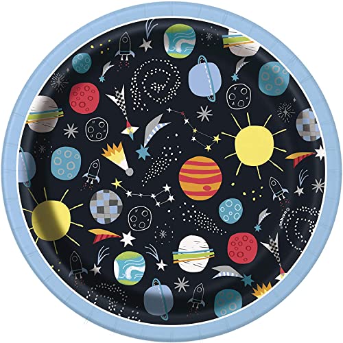 Pappteller - 18 cm - Weltraumparty - Packung mit 8 Stück von Unique