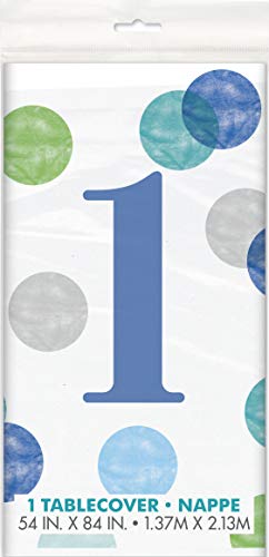 Kunststoff-Tischdecke - 2,13 m x 1,37m - Blaue Punkte 1. Geburtstag Kunststoff-Tischdecke - 2,13 m x 1,37m - Blaue Punkte 1. Geburtstag von Unique