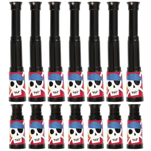 Unique Mehrfarbiges Ahoi-Piraten-Teleskop, Gastgeschenke (8 Stück), perfektes Partygeschenk für jedes schreckende Abenteuer von Unique