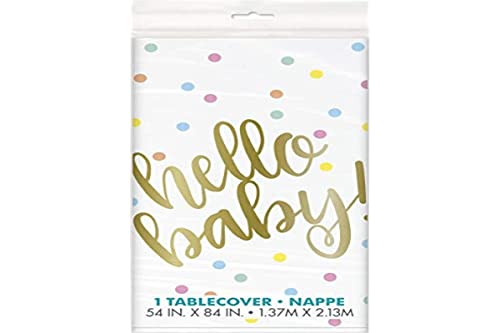 Unique Party Supplies 73523 Kunststoff-Tischdecke - 2,13 m x 1,37m - "Hello Baby" Babyparty in Gold Unique Party Supplies 73523 Kunststoff-Tischdecke - 2,13 m x 1,37m - "Hello Baby" Babyparty in Gold von Unique