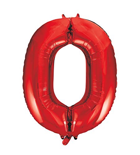 Riesenzahl 0 Luftballon - 86 cm - Rot von Unique