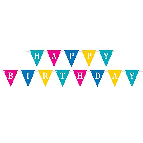 Geburtstagswimpel - 2,7 m - "Happy Birthday" - Mehrfarbig von Unique Party