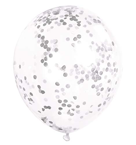 Konfetti-Luftballons - 30 cm - Silber - 6er-Pack von Unique