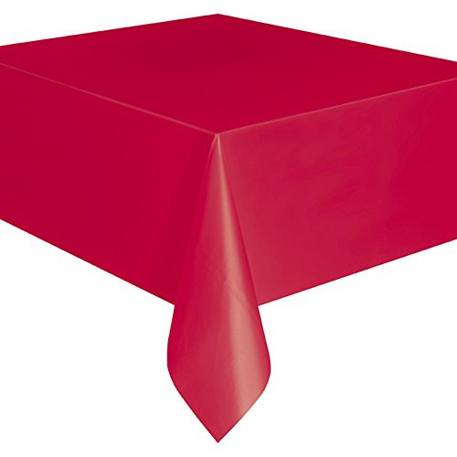 Unique Party Tischdecke aus Kunststoff, wiederverwendbar, rechteckig, erhältlich in 19 Farben, rot onesize von Unique Party