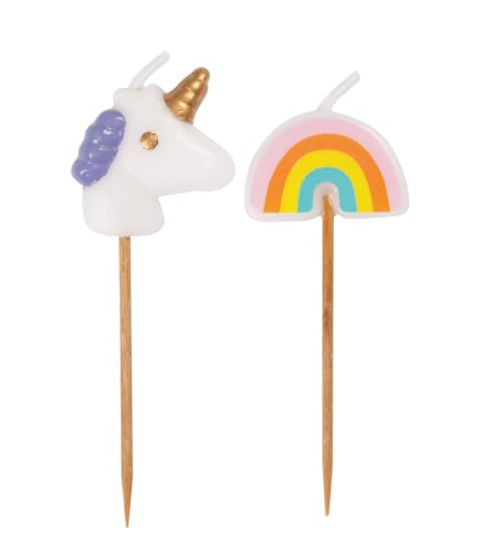 Geburtstagskerzen - Einhorn & Regenbogen-Stocherkerzen - 6er-Packung von Unique