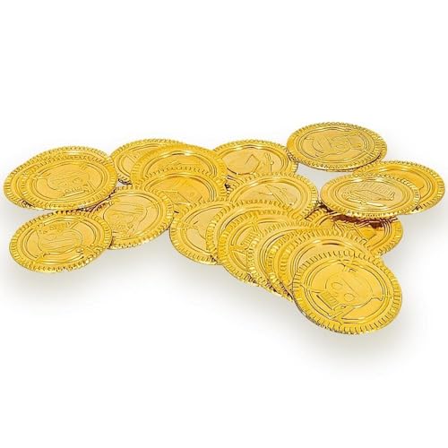Goldene Piraten Schatzmünzen aus Kunststoff - 30er-Pack von Unique
