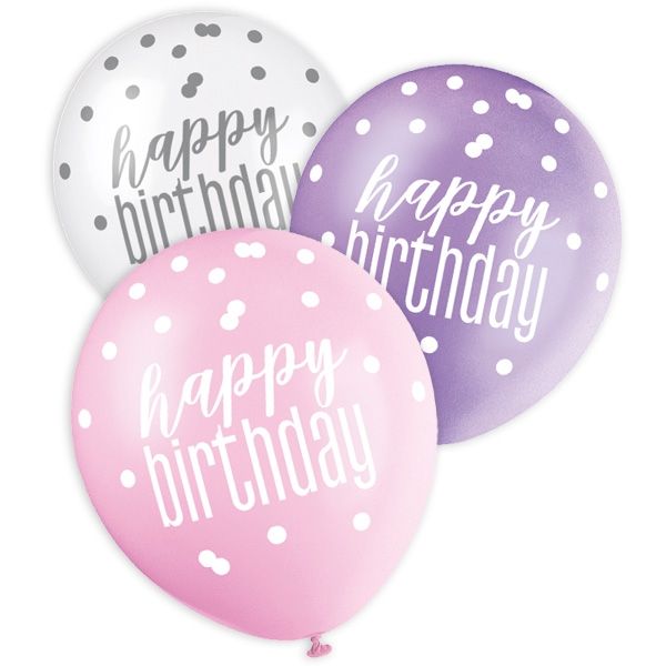 Happy Birthday-Ballons 6er Pack von Unique Party