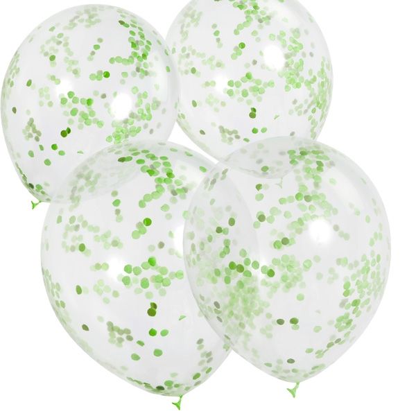 Konfetti-Ballons, grün, 6 Stk, 30cm von Unique Party