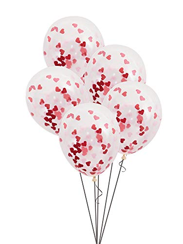 Konfetti-Luftballons - 40 cm - Rotes und Rosa Valentinsherz - 5er-Pack von Unique Party