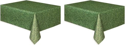 Kunststoff-Tischdecke - 2, 74 m x 1, 37 m - Grünes Gras-Design (Packung mit 2) von Unique Party