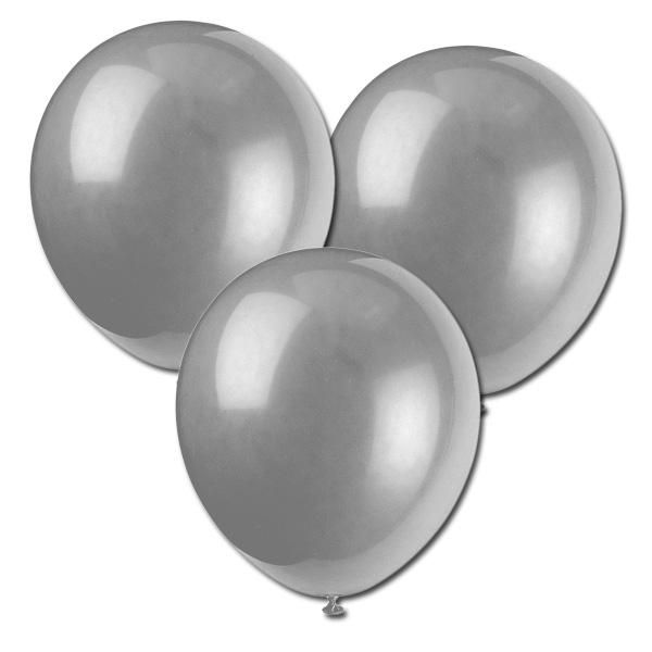 Latex-Ballons silbern schimmernd in guter Helium-Qualität, 8 Stück von Unique Party