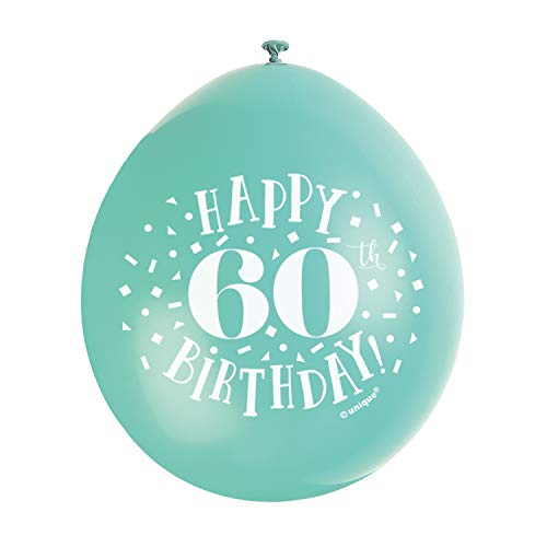 Latex-Luftballons zum 60. Geburtstag - 23 cm - Verschiedene Farben - 10er-Pack von Unique