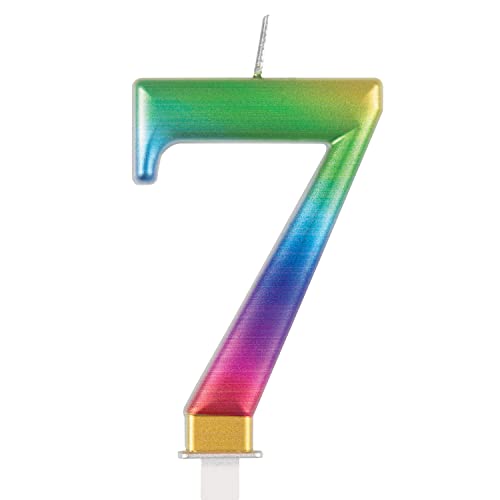 Metallische Geburtstagskerze - Zahl 7 - Regenbogen von Unique