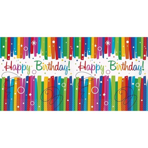 Papierservietten - 13 cm - für Geburtstagsfeier mit Regenbogenschleifen - Packung mit 32 Stück von Unique Party