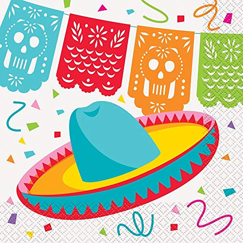 Papierservietten - 16,5 cm - Mexikanische Fiesta-Thema - Packung mit 16 Stück von Unique Party