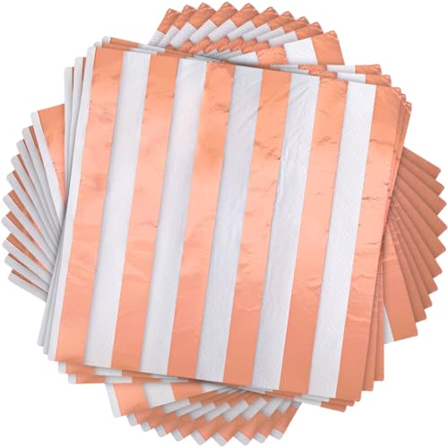 Papierservietten - 16,5 cm - Roségold-Folienstreifen - Packung mit 16 Stück Papierservietten - 16,5 cm - Roségold-Folienstreifen - Packung mit 16 Stück von Unique