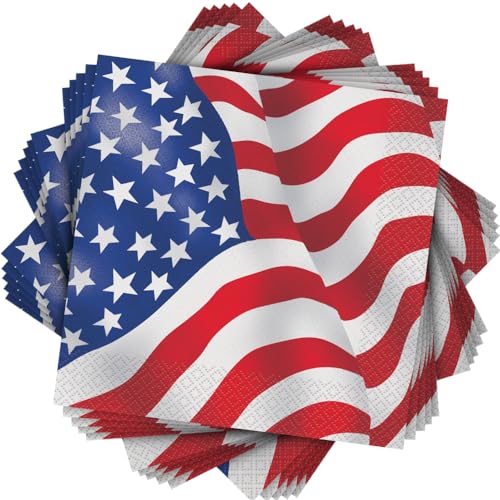 Papierservietten - 16,5 cm - US-Flagge - Packung mit 16 Stück von Unique