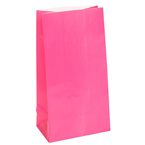Partytaschen aus Papier - Dunkelrosa - 12er-Pack von Unique