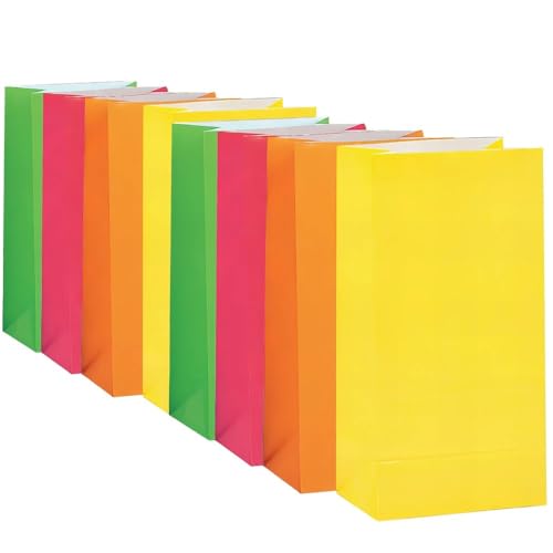 Partytaschen aus Papier - Neon-Sortiment - 10er-Pack, Sortiert von Unique Party