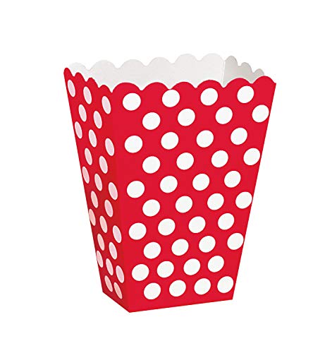 Popcorn Schachteln mit Pünktchenmuster - Rot - 8er-Pack von Unique