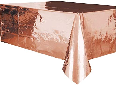 Unique Party Supplies 53273 Kunststoff-Tischdecke - 2,74 m x 1,37 m - Roségold-Folie von Unique