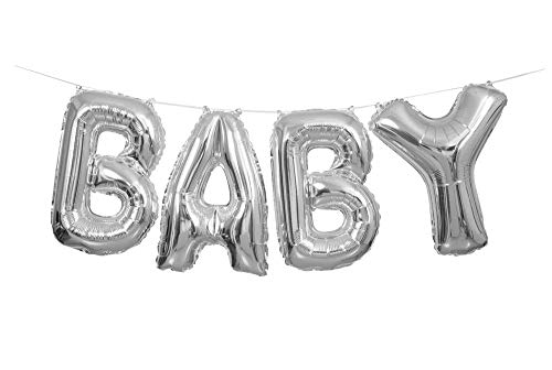 Buchstabenluftballon-Banner-Set - "Baby" - Silber von Unique