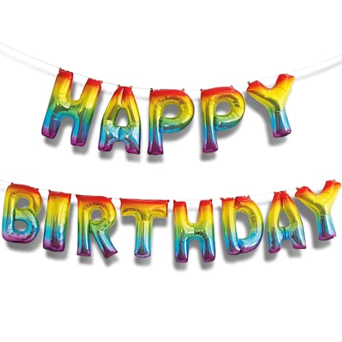 Buchstabenluftballon-Banner-Set - "Happy Birthday" - Regenbogenfarben von Unique