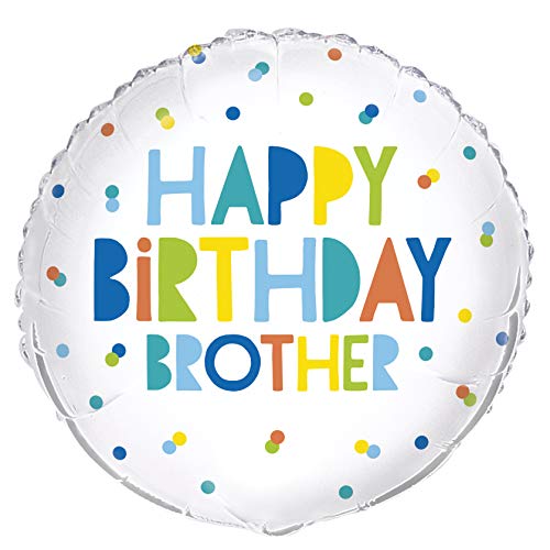Unique Party 54046 Folienballon "Happy Birthday Brother", mehrfarbig, 54046 von Unique Party