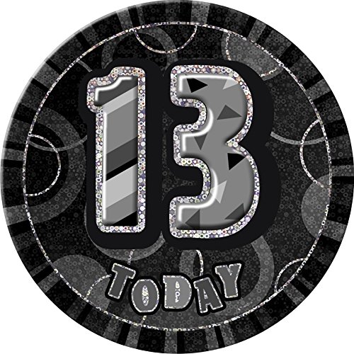 Unique Party 55006 – 15,2 cm großer schwarzer Riesen-Button zum 13. Geburtstag von Unique Party