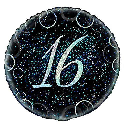Unique Party 55805 45,7 cm Glitz Blau Folie zum 16. Geburtstag Ballon von Unique Party