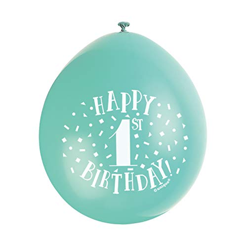 Latex-Luftballons zum 1. Geburtstag - 23 cm - Verschiedene Farben - 10er-Pack von Unique Party