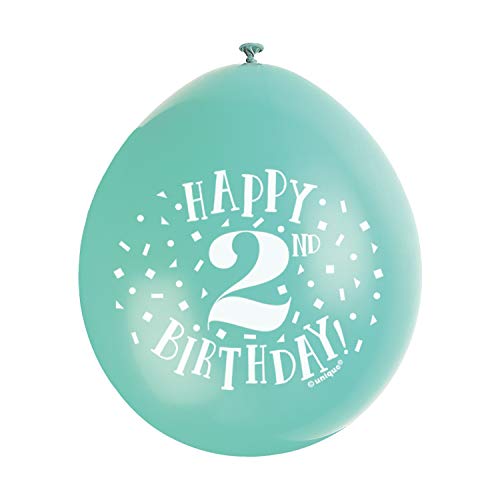Latex-Luftballons zum 2. Geburtstag - 23 cm - Verschiedene Farben - 10er-Pack von Unique