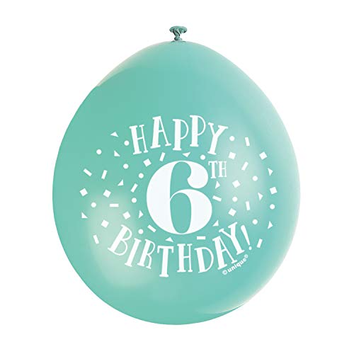 Latex-Luftballons zum 6. Geburtstag - 23 cm - Verschiedene Farben - 10er-Pack von Unique Party Supplies