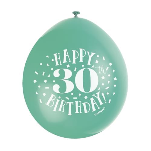 Latex-Luftballons zum 30. Geburtstag - 23 cm - Verschiedene Farben - 10er-Pack von Unique