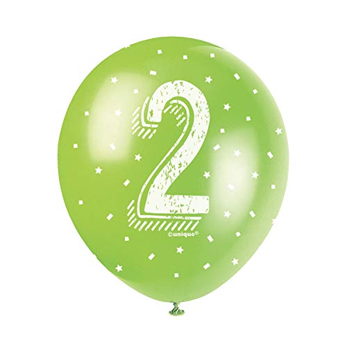 Perlmutt-glänzende Latex-Geburtstags-Luftballons - 30 cm - Zahl 2 - 5er-Pack von Unique Party Supplies