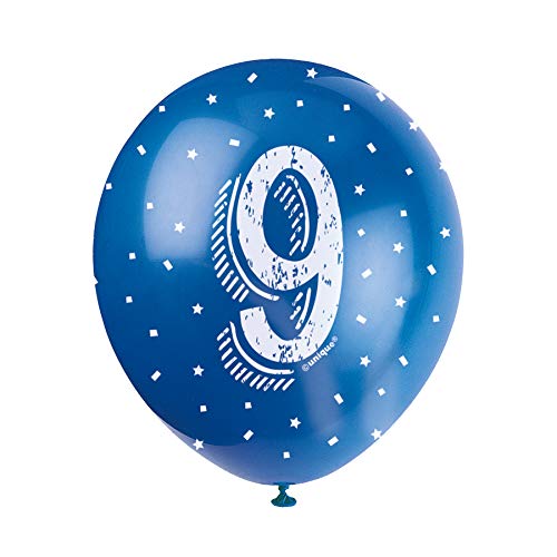 Perlmutt-glänzende Latex-Geburtstags-Luftballons - 30 cm - Zahl 9 - 5er-Pack von Unique