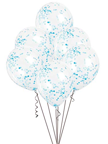 Konfetti-Luftballons - 30 cm - Hellblau - 6er-Pack von Unique Party Supplies