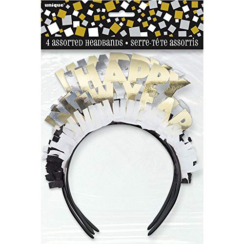 Unique Party 63657 - Gold und Silber Happy New Year Party Stirnbänder 4 Stück von Unique Party