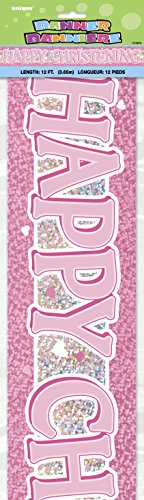 Unique Party Prismenbanner zur Taufe, 3,6 m, 3,6 m, Pink Unique Party Prismenbanner zur Taufe, 3,6 m, 3,6 m, Pink von Unique Party