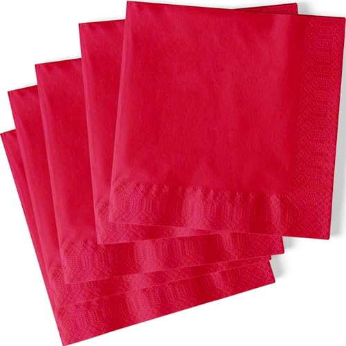 Unique Party Supplies 3122 Papierservietten - 16,5 cm - Rot - Packung mit 20 Stück, Rubinrot von Unique