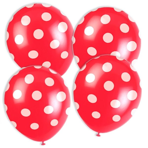 rote Ballons +weiße Punkte 6 Stk.