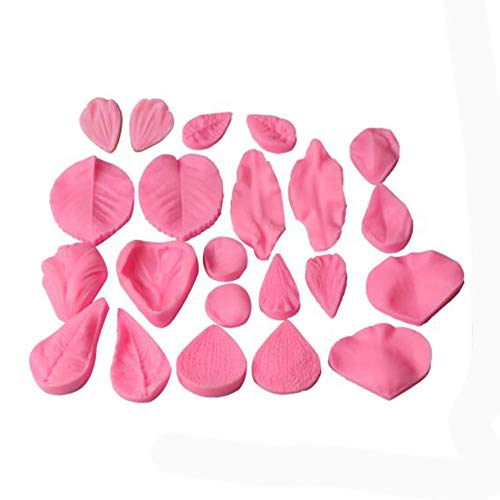 22 Stück Silikon-Blütenblatt-Form für Fondant, Schokolade, Gummi-Paste, Fondant, Kuchen, Broder, Dekorationswerkzeug, 3D-Blütenblatt-Veiner, Zuckerguss, Backzubehör, Backzubehör, Backwerkzeuge von Unique WElinks