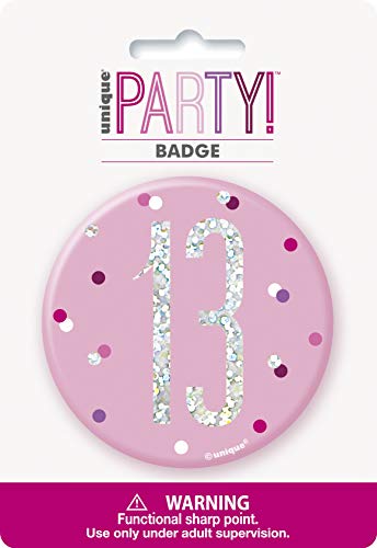 13. Geburtstags-Anstecker - 7,5 cm - Glitzer Rosa & Silber Geburtstag 13. Geburtstags-Anstecker - 7,5 cm - Glitzer Rosa & Silber Geburtstag von Unique