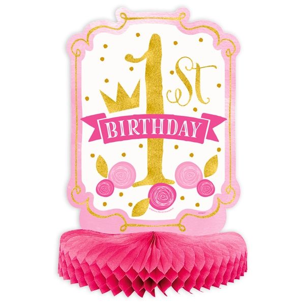 "1st Birthday", Waben-Tischdeko in pink & gold, 35cm x 23cm "1st Birthday", Waben-Tischdeko in pink & gold, 35cm x 23cm von Unique