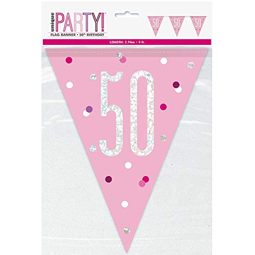 50. Geburtstags-Wimpelbanner - 2,74 m - Glitzer Rosa & Silber Geburtstag 50. Geburtstags-Wimpelbanner - 2,74 m - Glitzer Rosa & Silber Geburtstag von Unique