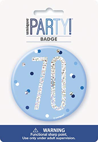 70. Geburtstags-Anstecker - 7,5 cm - Glitzer Blau & Silber Geburtstag 70. Geburtstags-Anstecker - 7,5 cm - Glitzer Blau & Silber Geburtstag von Unique