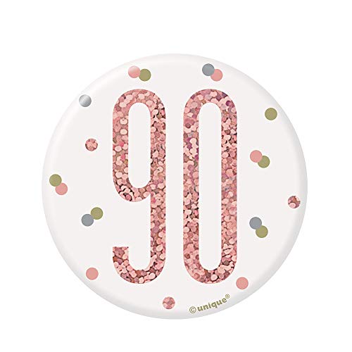 90. Geburtstags-Anstecker - 7,5 cm - Glitzer-Roségold-Geburtstag 90. Geburtstags-Anstecker - 7,5 cm - Glitzer-Roségold-Geburtstag von Unique